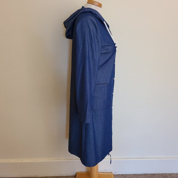 Alvina Long Hooded Lightweight Blue Trench Coat - Picture 4 of 10